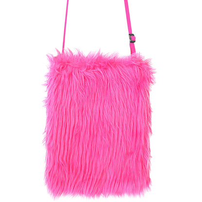 "NEON PINKE PLÜSCH HANDTASCHE" – Detailansicht
