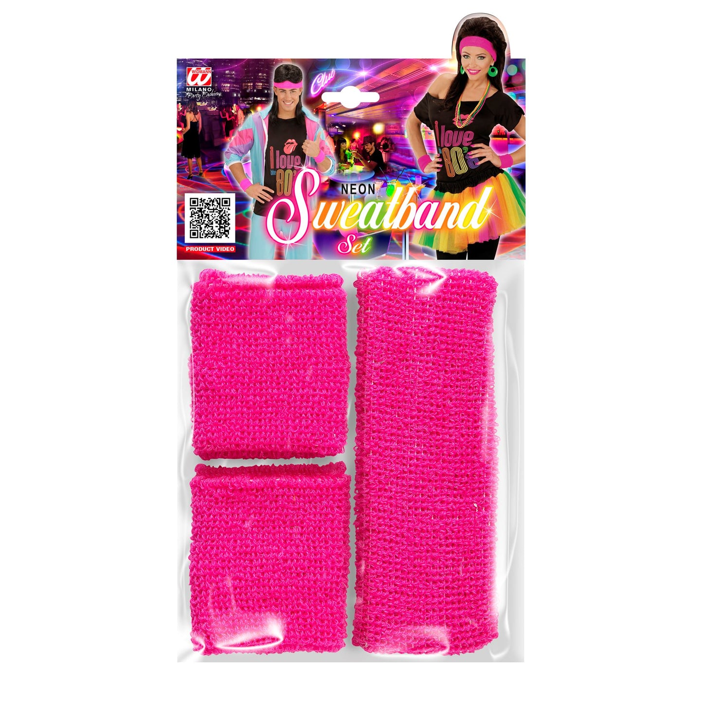 "NEON PINKE SCHWEIßBÄNDER" (Stirnband und 2 Armbänder) – Ansicht 3
