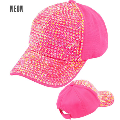 "NEON PINKE STRASS BASECAP" – Vorderansicht