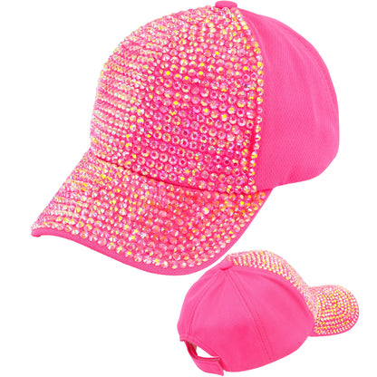 "NEON PINKE STRASS BASECAP" – Detailansicht