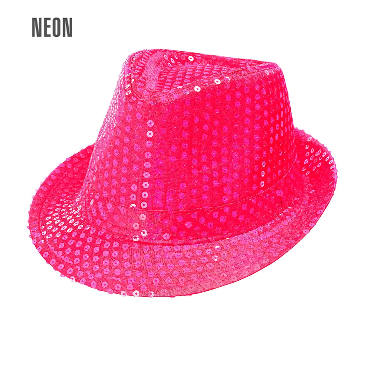 "NEON PINKER FEDORA MIT PAILLETTEN" – Vorderansicht
