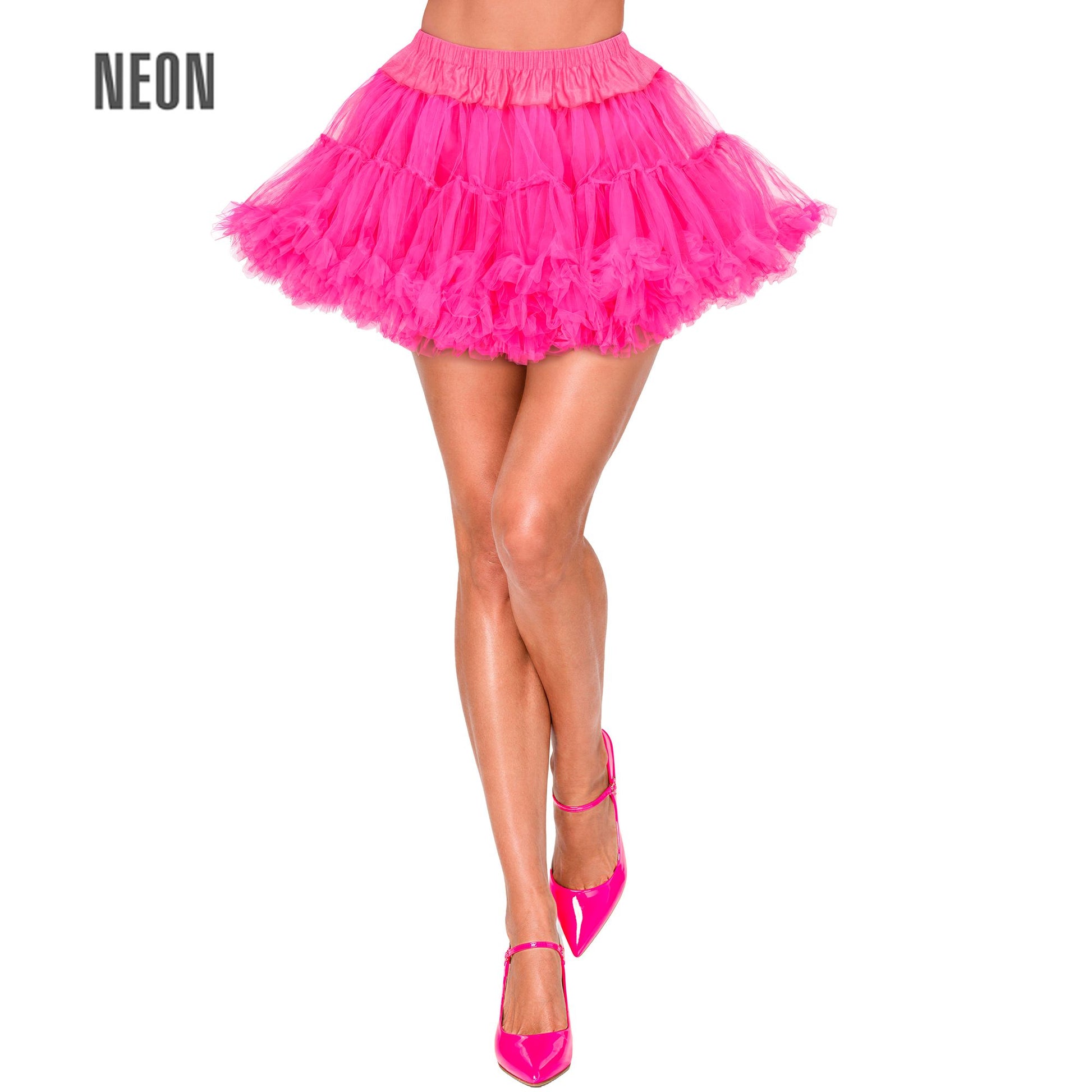 "NEON PINKER TUTU PETTICOAT" weicher mehrlagiger Tüll – Vorderansicht