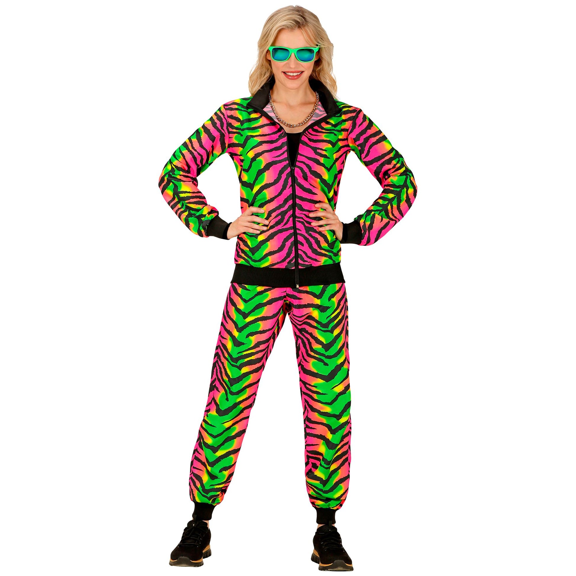 "NEON RAVE PARTY FASHION TRAININGSANZUG MIT TIERMUSTER" (Oberteil, Hose) – Ansicht 3