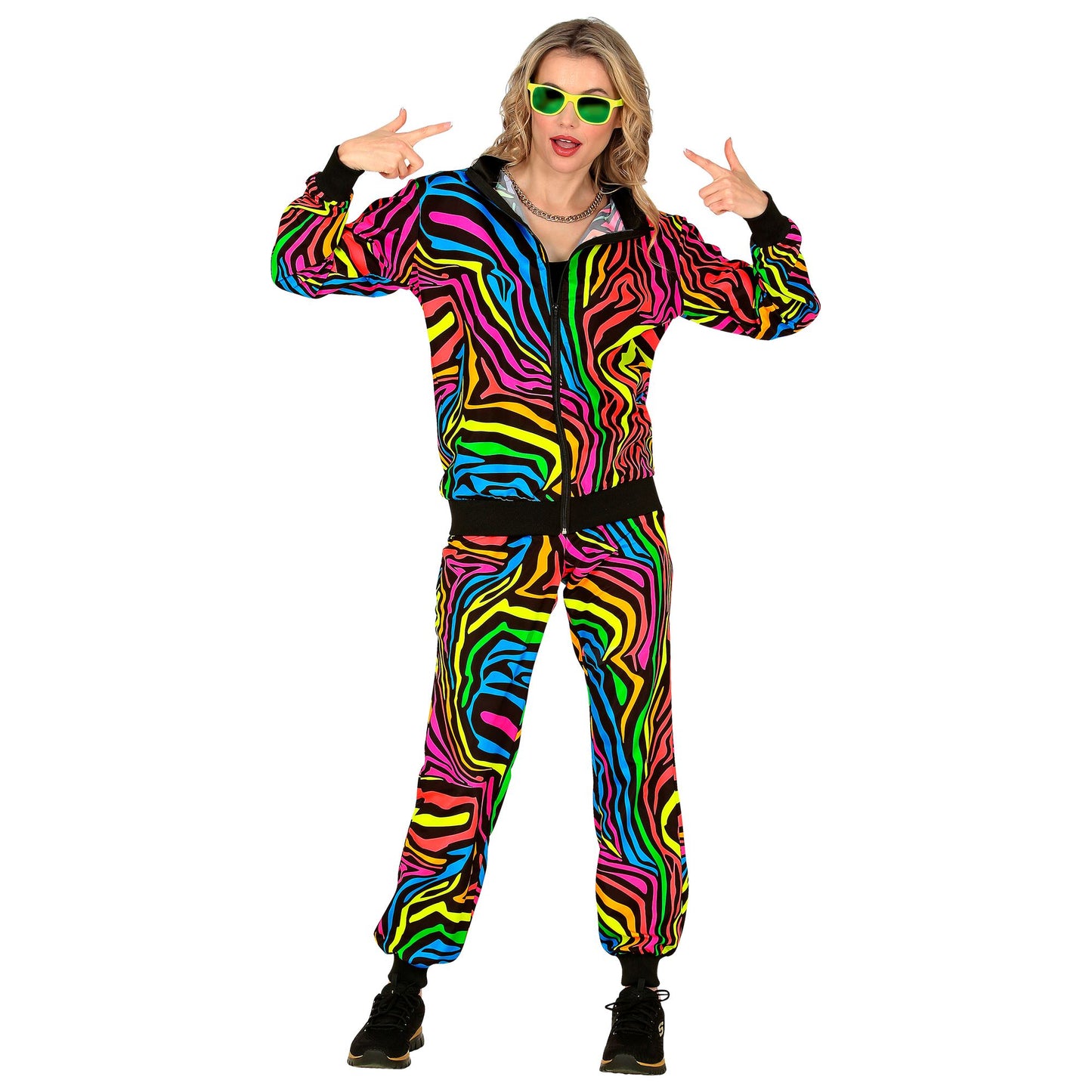 "NEON REGENBOGEN PARTY FASHION TRAININGSANZUG MIT TIERMUSTER" (Oberteil, Hose) – Ansicht 3
