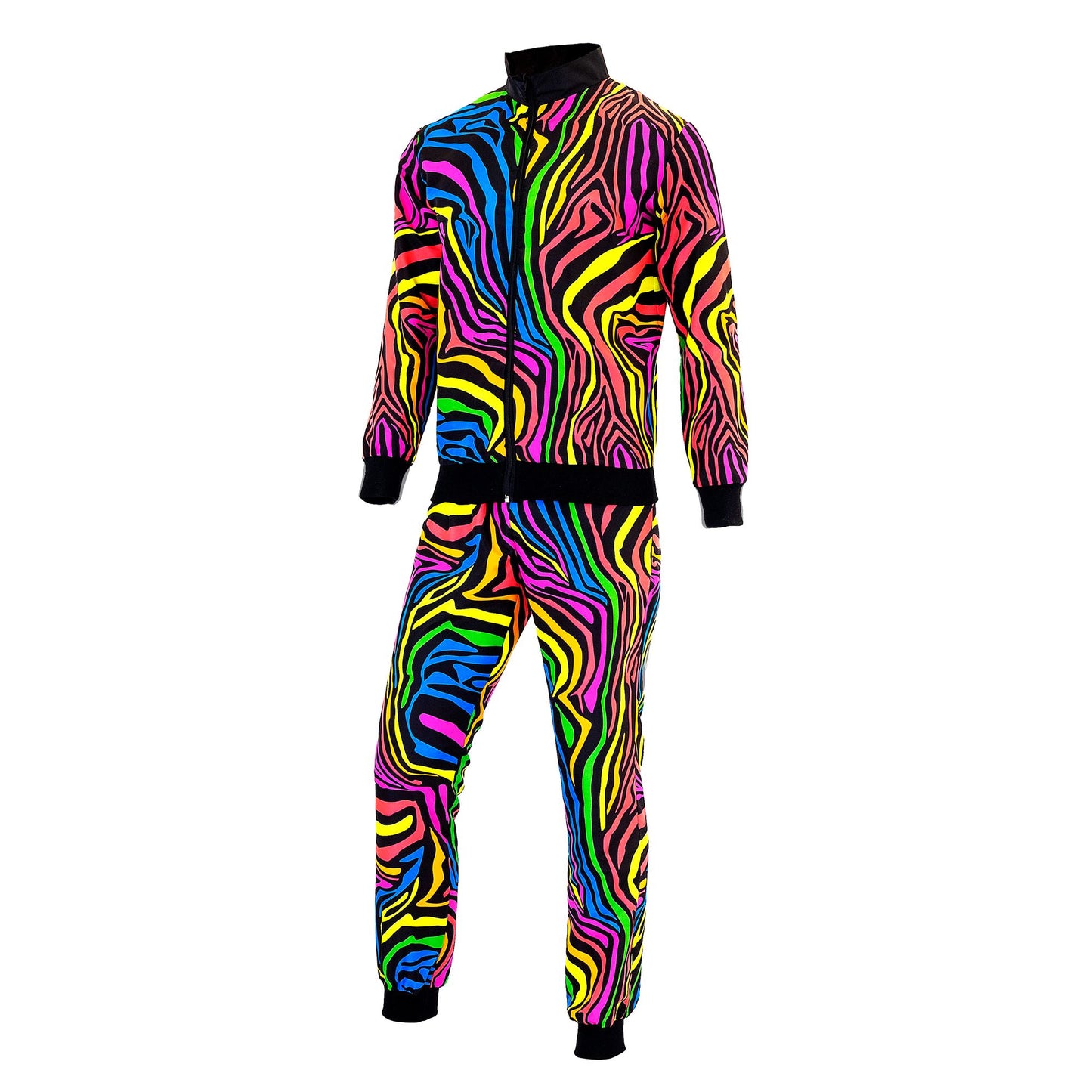 "NEON REGENBOGEN PARTY FASHION TRAININGSANZUG MIT TIERMUSTER" (Oberteil, Hose) – Ansicht 4