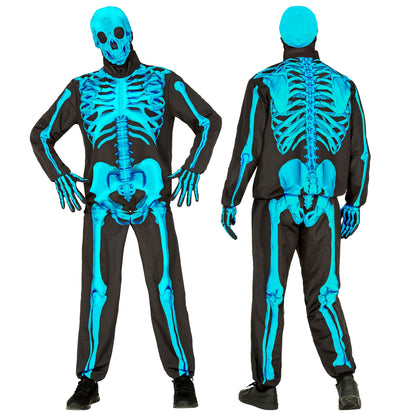 "NEON SKELETT FAST COSTUME" (Oberteil, Hose, Handschuhe, Maske) – Ansicht 3