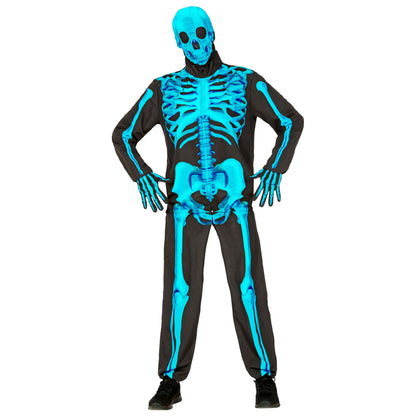 "NEON SKELETT FAST COSTUME" (Oberteil, Hose, Handschuhe, Maske) – Ansicht 6