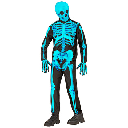 "NEON SKELETT FAST COSTUME" (Oberteil, Hose, Handschuhe, Maske) – Ansicht 5