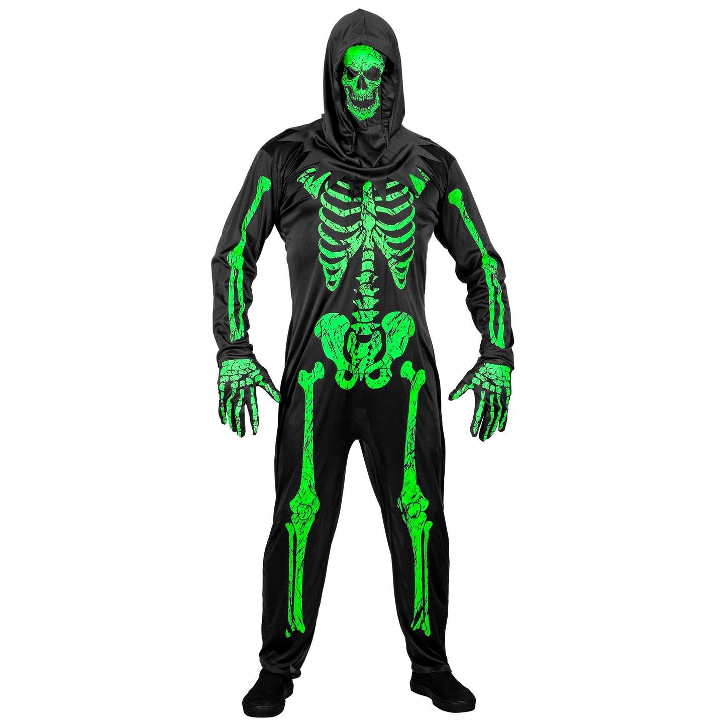 "NEON SKELETT" (Overall, Handschuhe, Maske) – Detailansicht