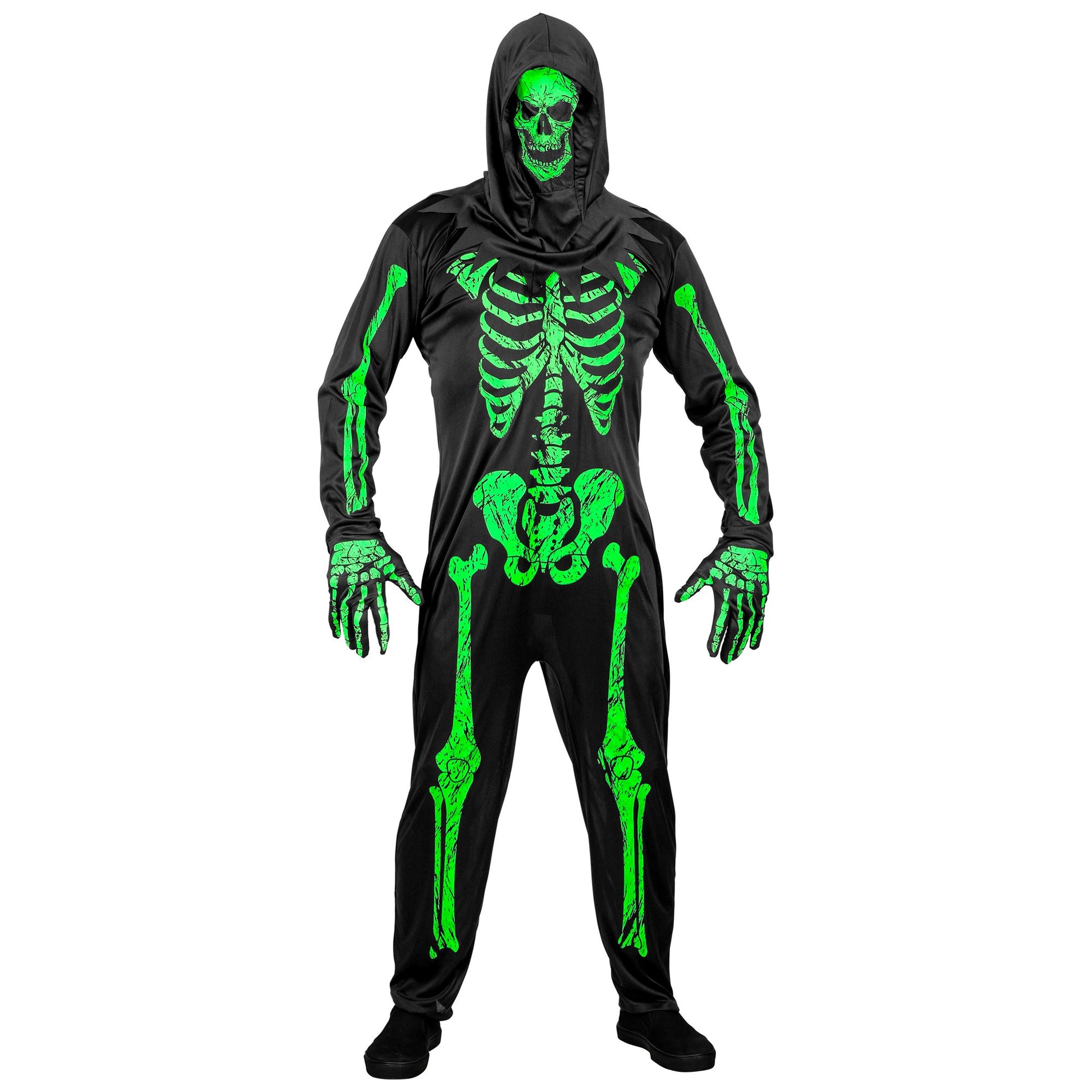 "NEON SKELETT" (Overall, Handschuhe, Maske) – Detailansicht