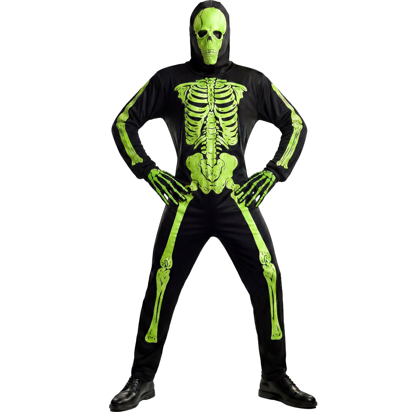 "NEON SKELETT" sort. in 3 Farben (Kostüm, Maske) – Detailansicht
