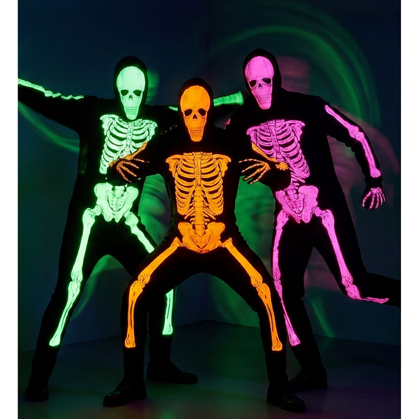 "NEON SKELETT" sort. in 3 Farben (Kostüm, Maske) – Ansicht 6