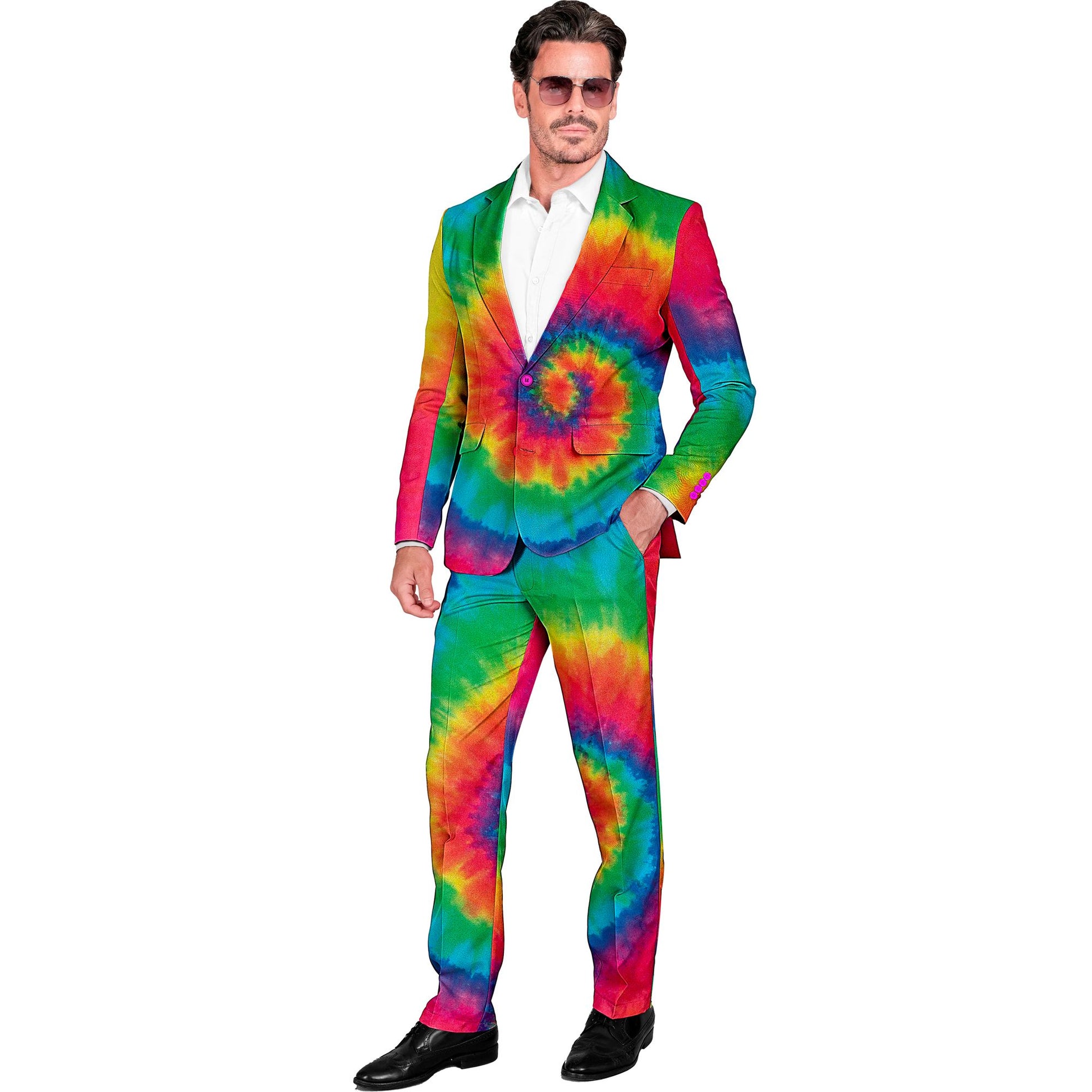 "NEON TIE DYE PARTY FASHION ANZUG" (Jackett, Hose) – Detailansicht