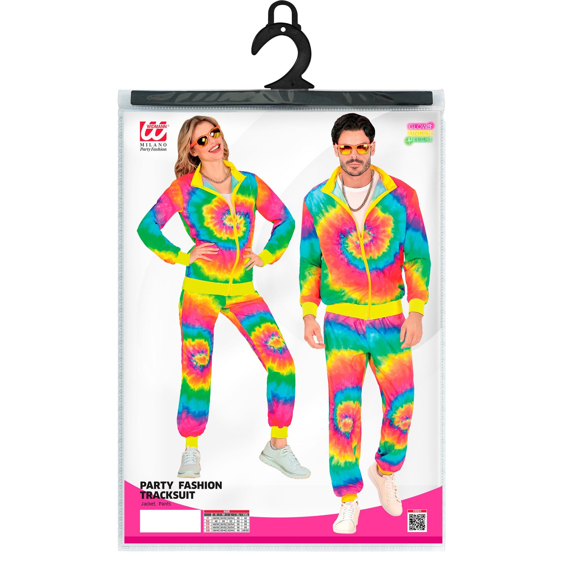 "NEON TIE DYE PSYCHEDELIC HIPPIE PARTY FASHION TRAININGSANZUG" (Oberteil, Hose) – Ansicht 5