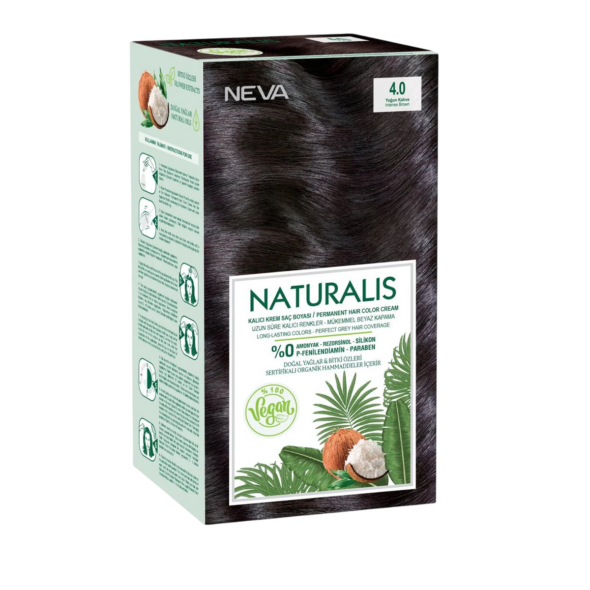 Neva Naturalis vegane permanente Haarfarbe 4.0 Dunkelbraun 150 ml