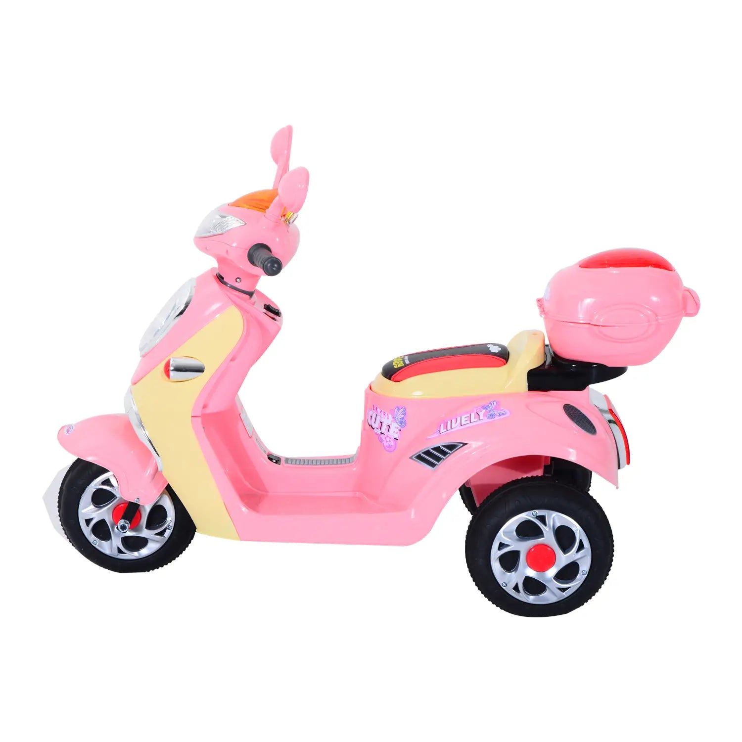 HOMCOM Kinder Elektromotorrad Dreirad – 6V Elektrofahrzeug Rosa-Gelb - Fasnacht24.ch