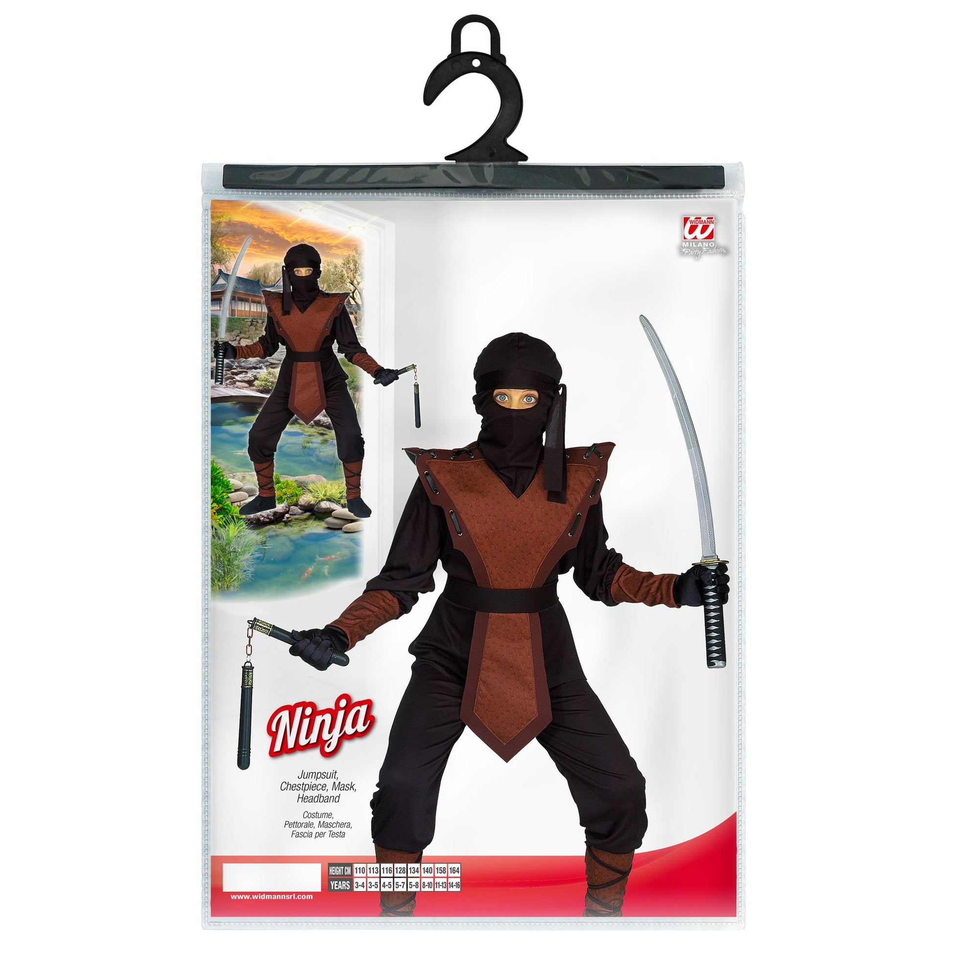 "NINJA" (Kostüm, Armatur, Maske, Kopfband) – Detailansicht