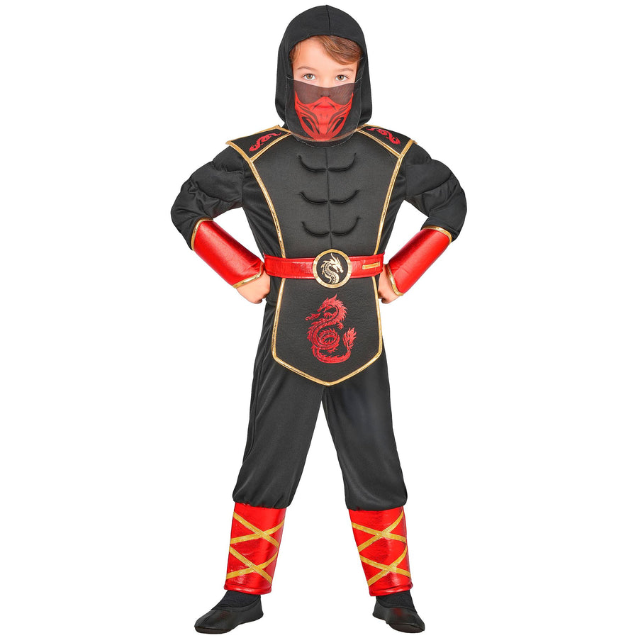"NINJA" (Oberrteil mit Kapuze und Rüstung, Hose, Maske) – Vorderansicht