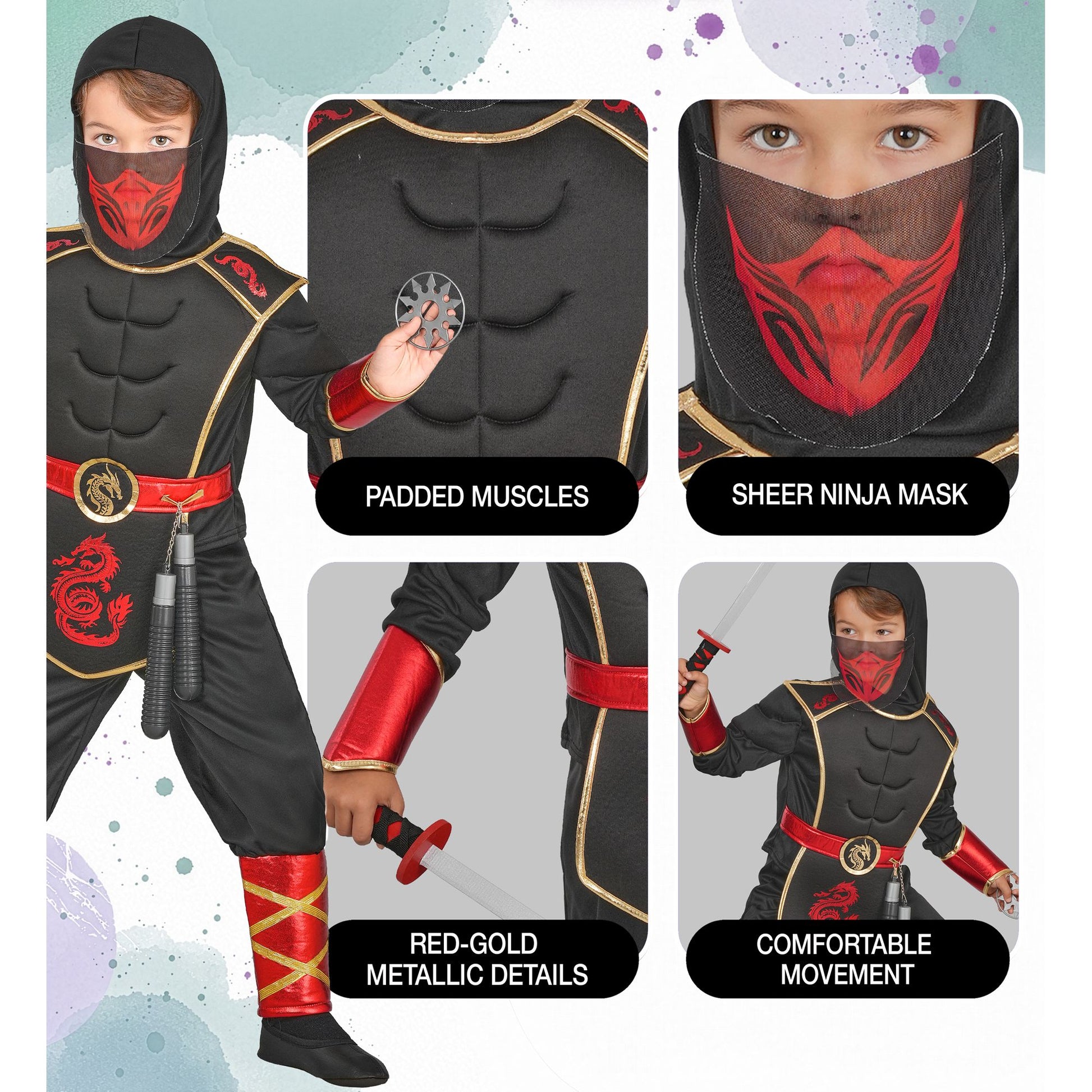 "NINJA" (Oberrteil mit Kapuze und Rüstung, Hose, Maske) – Ansicht 7