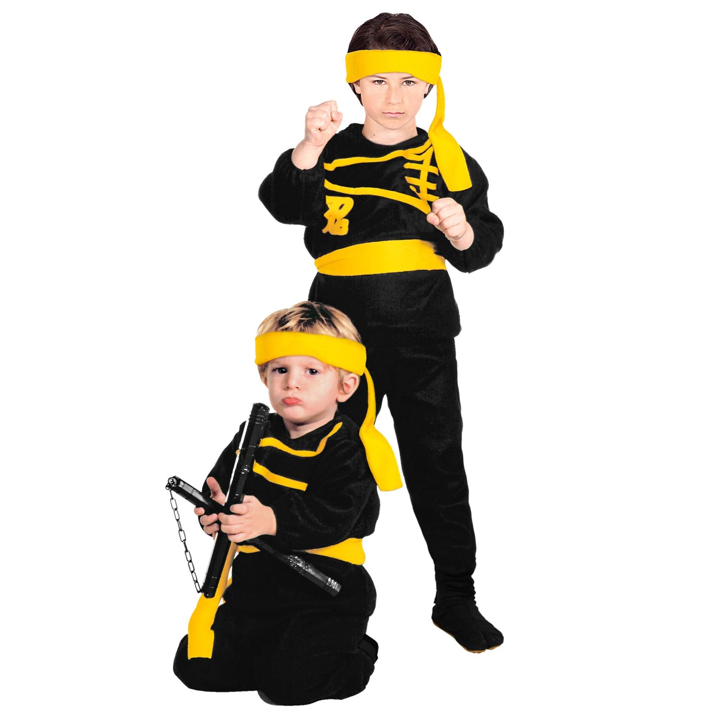 "NINJA" (Oberteil, Hose, Gürtel, Stirnband) – Vorderansicht