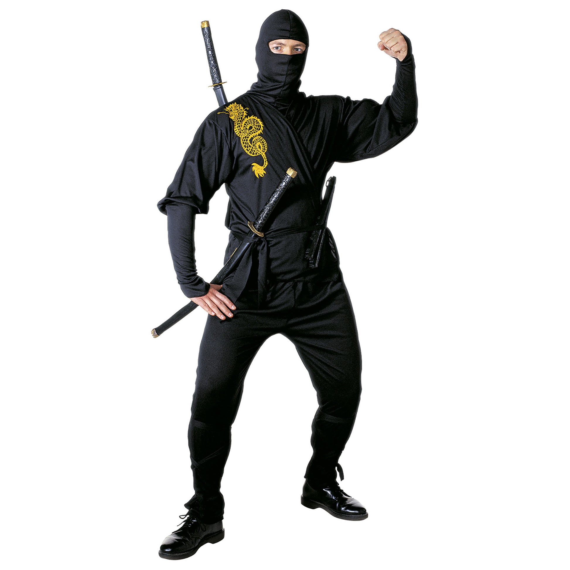 "NINJA" (Oberteil, Hose, Rock, Gürtel,Beinbänder, Maske) – Vorderansicht