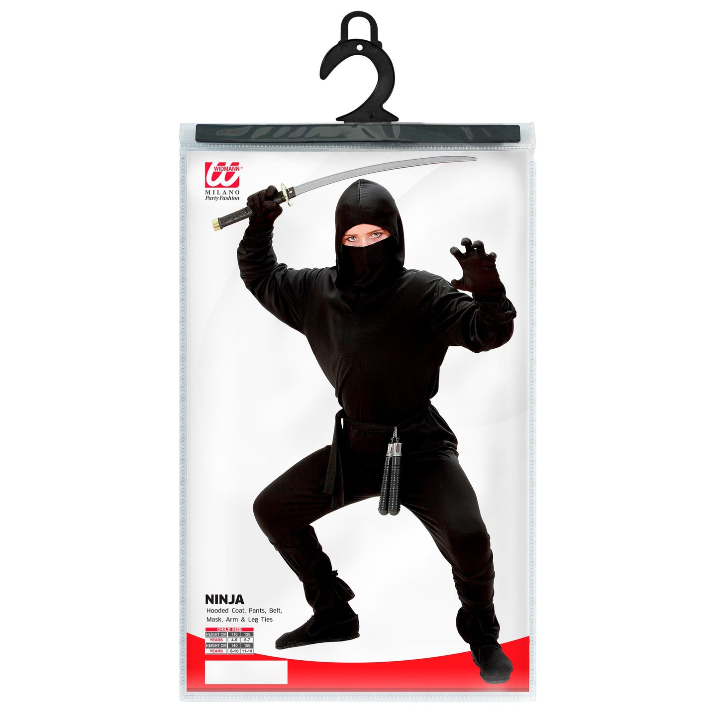 "NINJA" (Oberteil mit Kapuze, Hose, Gürtel, Maske, Arm und- Beinbänder) – Ansicht 3