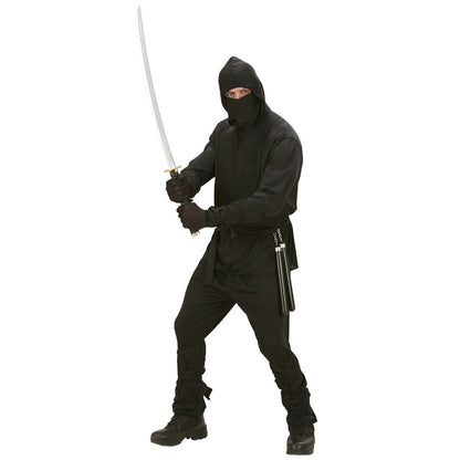 "NINJA" (Oberteil mit Kapuze, Hose, Gürtel, Maske, Arm- und Beinbänder) – Detailansicht