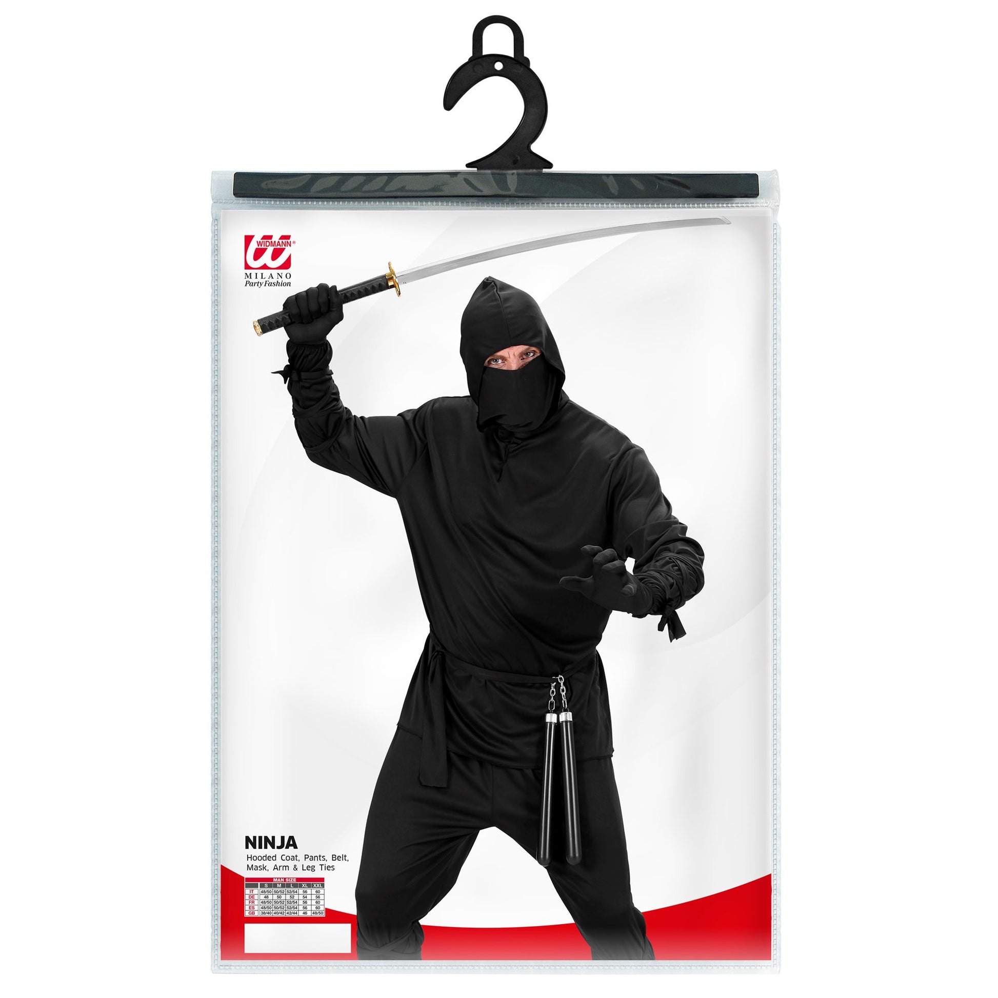 "NINJA" (Oberteil mit Kapuze, Hose, Gürtel, Maske, Arm- und Beinbänder) – Ansicht 3