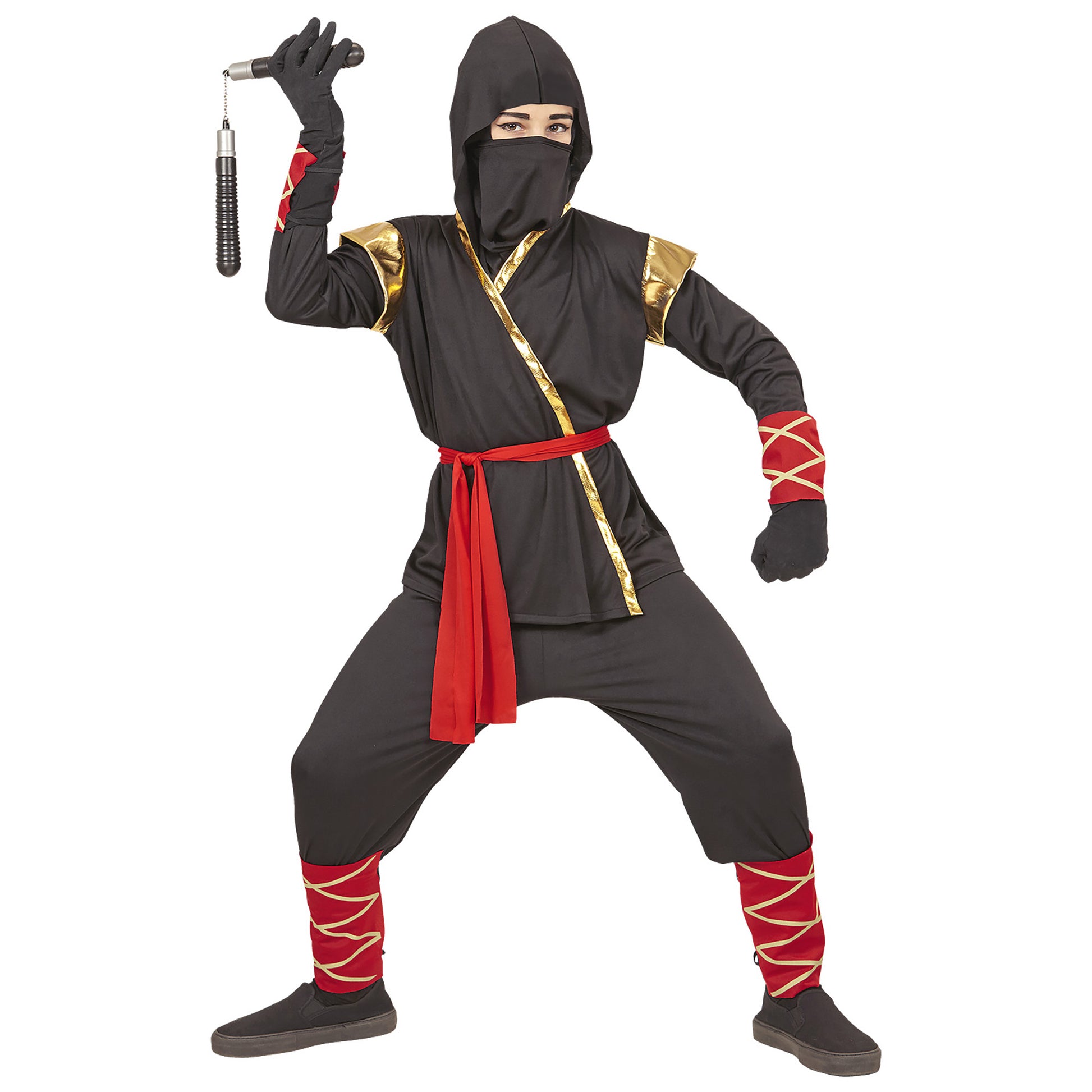 "NINJA" (Oberteil mit Kapuze, Hose, Gürtel, Maske, Arm- und Beinbinden) – Ansicht 3
