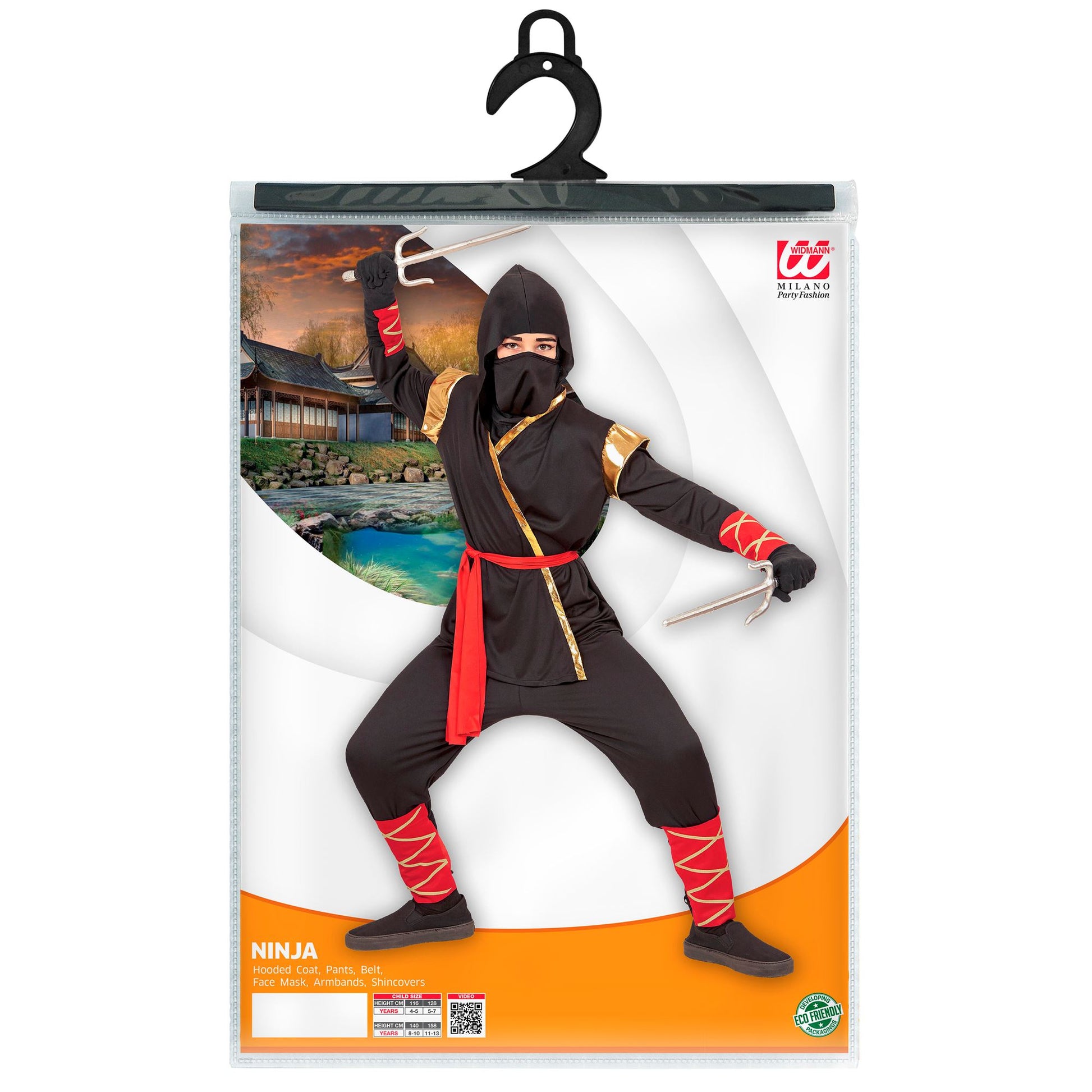 "NINJA" (Oberteil mit Kapuze, Hose, Gürtel, Maske, Arm- und Beinbinden) – Ansicht 5