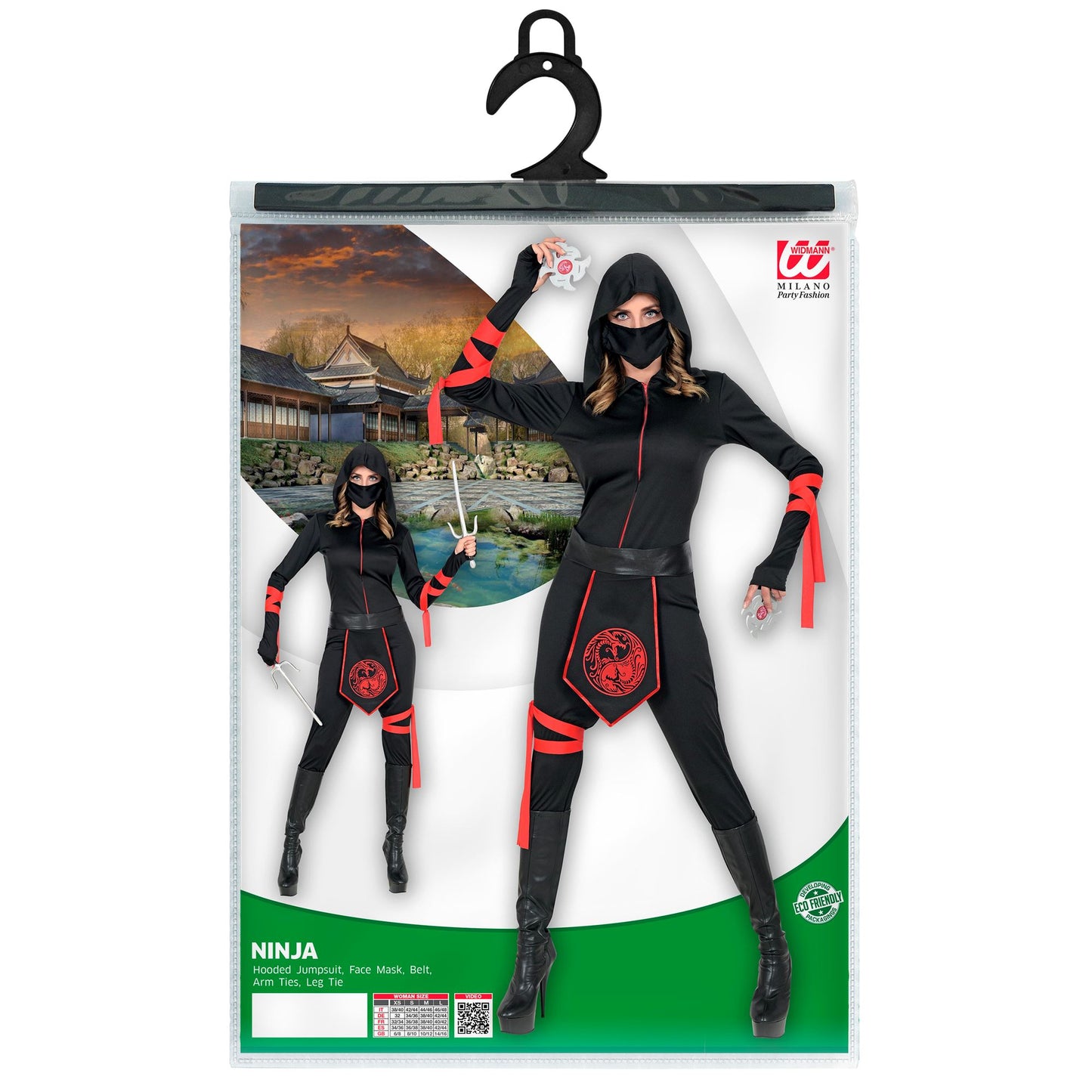 "NINJA" (Overall mit Kapuze, Gesichtsmaske, Gürtel, Armschnüre, Beinschnur) – Ansicht 5