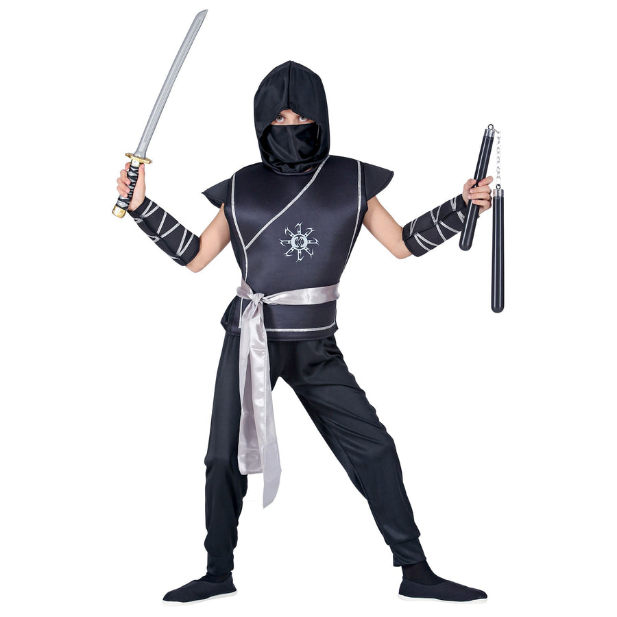 "NINJA" (Weste mit Rüstung, Hose, Gürtel, Armschoner, Maske) – Vorderansicht