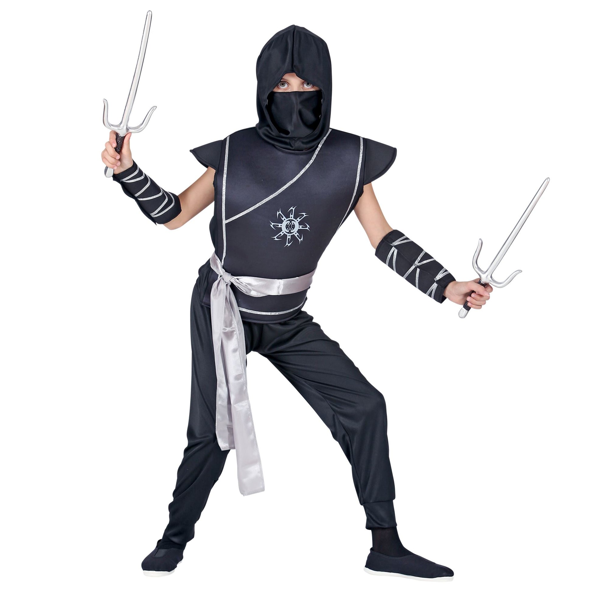 "NINJA" (Weste mit Rüstung, Hose, Gürtel, Armschoner, Maske) – Detailansicht
