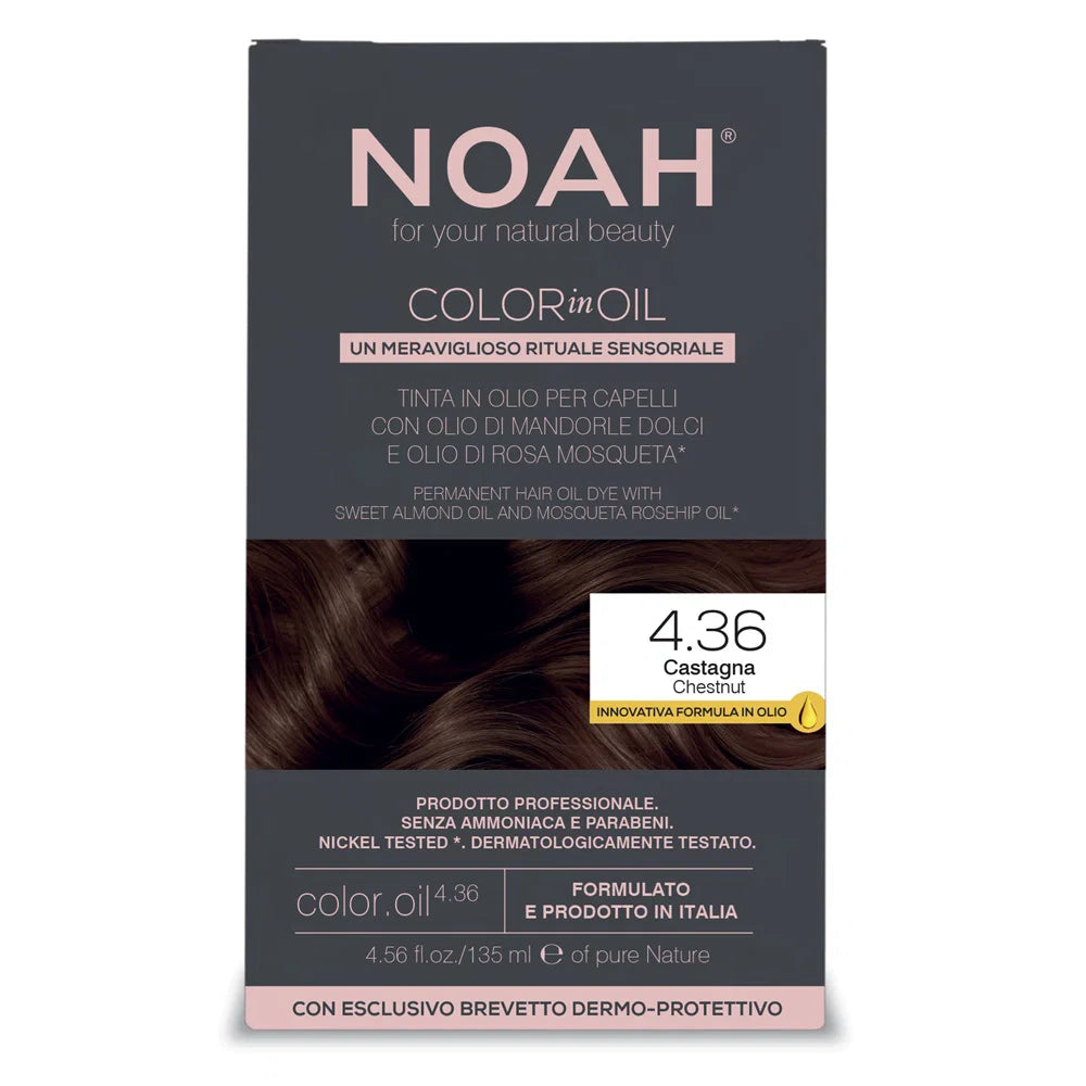Noah, Color In Oil, Permanentes Haarfärbeöl, Färbung, 4.36 Chestnut, 135 ml