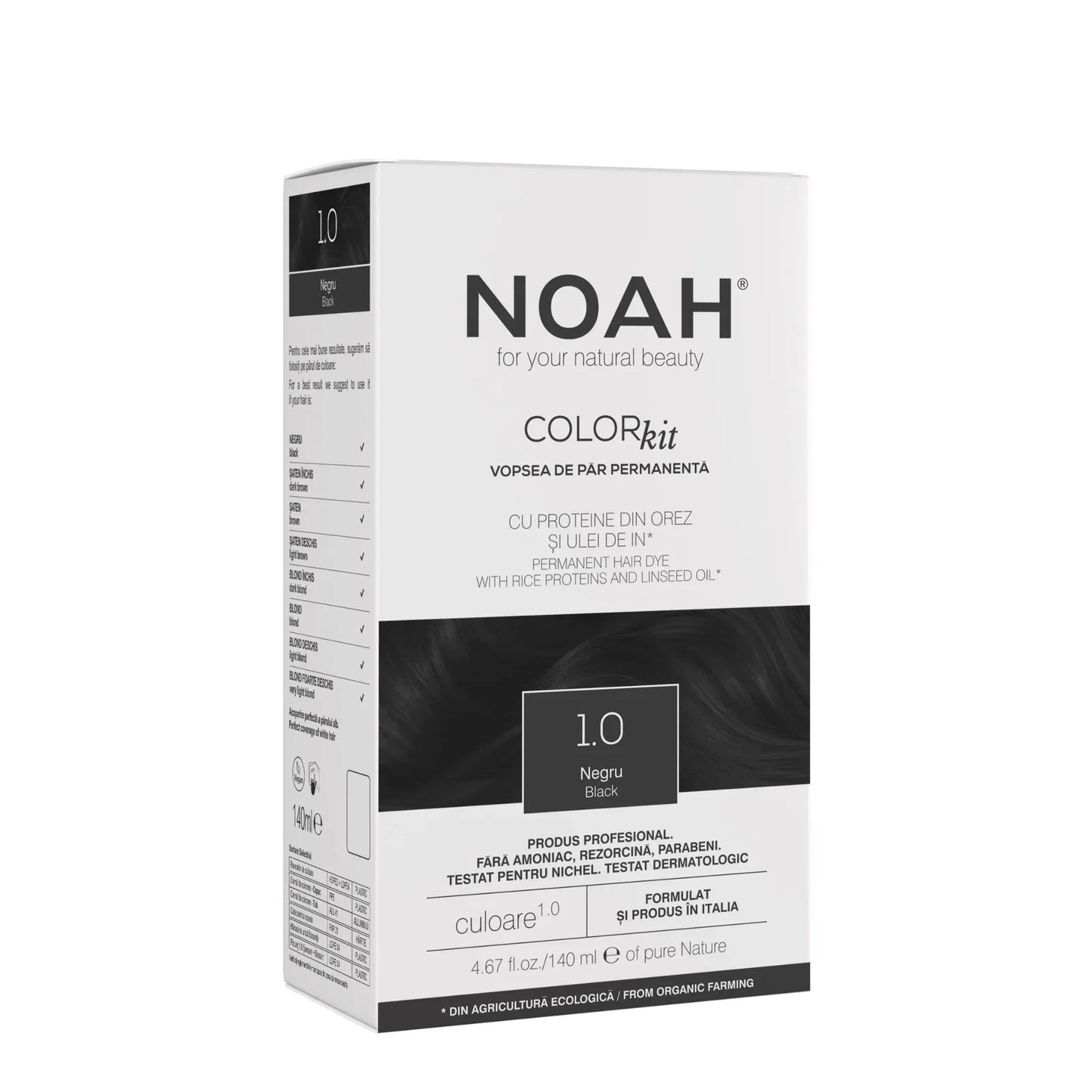 Noah, Permanent Hair Colour, Permanente Haarfarbe, 1.0 Black, 140 ml
