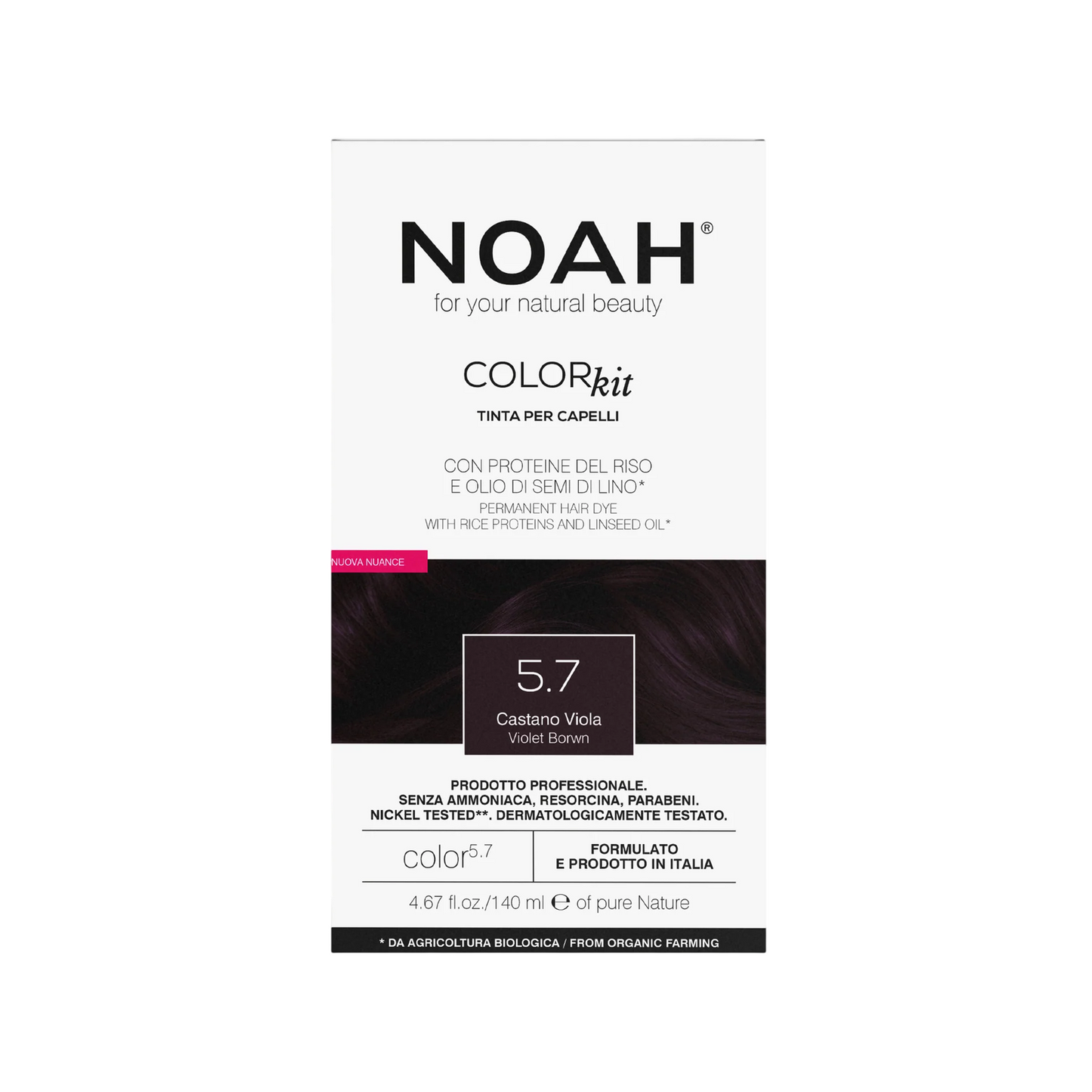 Noah, Permanent Hair Colour, Permanente Haarfarbe, 5.7 Violet Brown, 140 ml