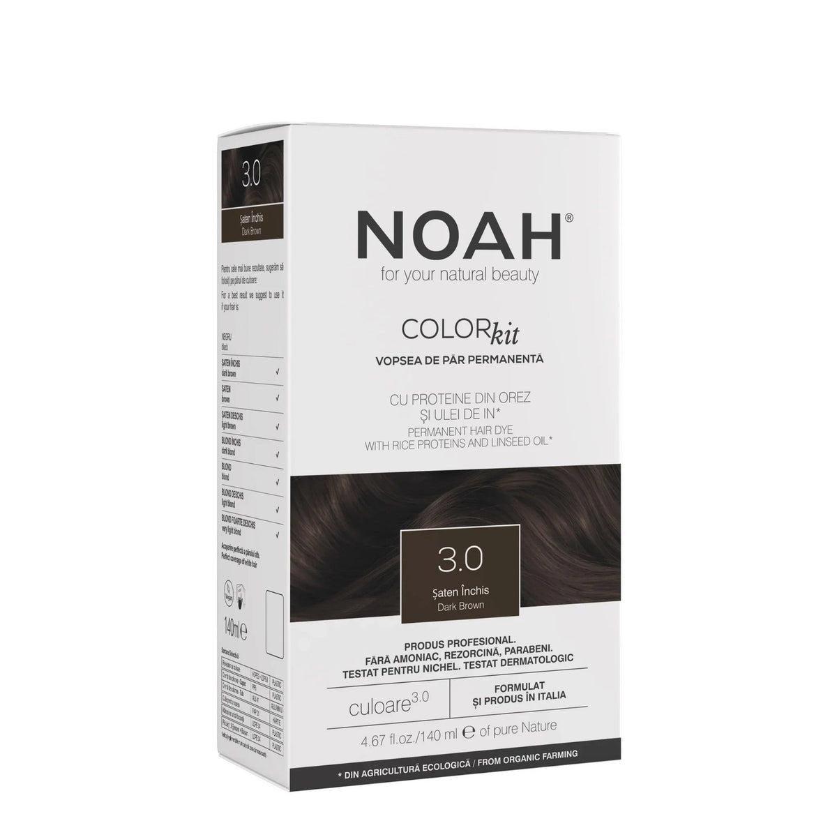 Noah, Permanent Hair Colour, Permanente Haarfarbe, 3.0 Dark Brown, 140 ml