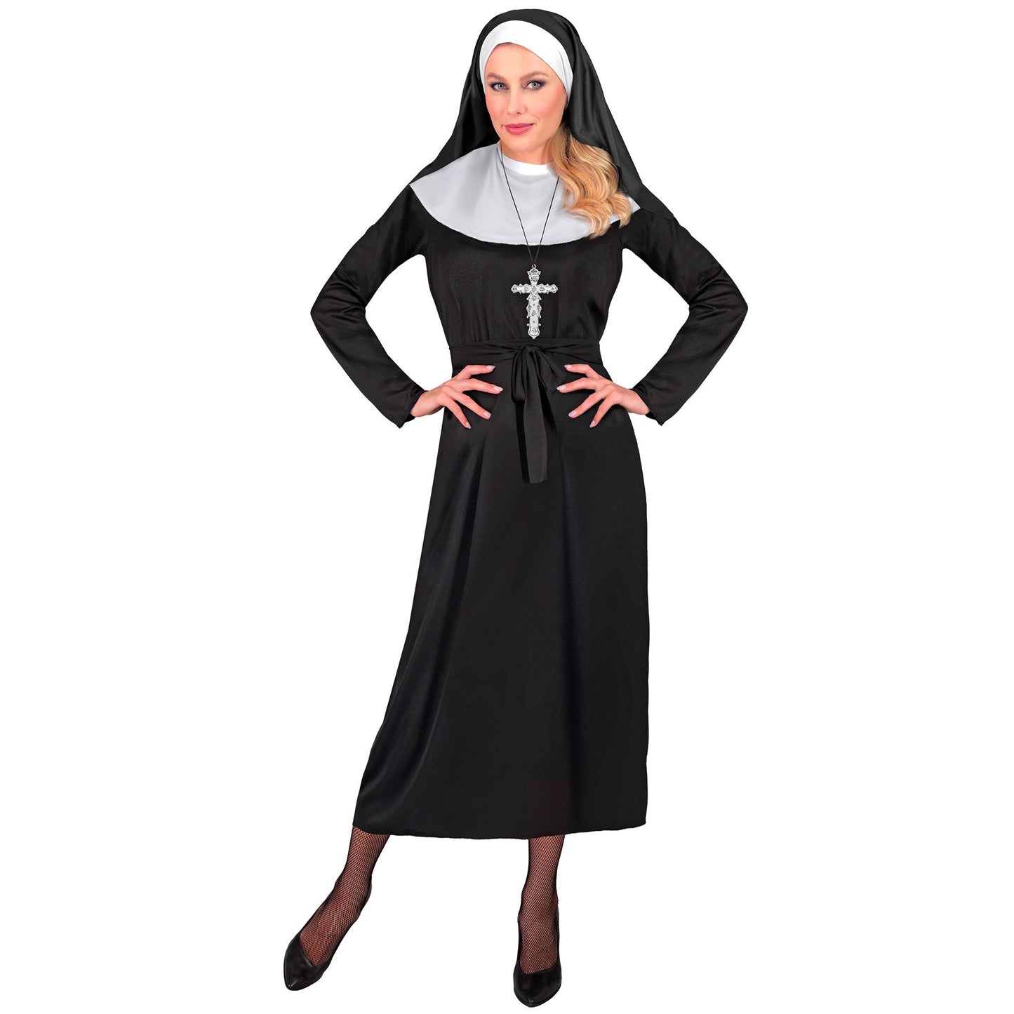 "NONNE" (Kleid, Gürtel, Haube) – Vorderansicht