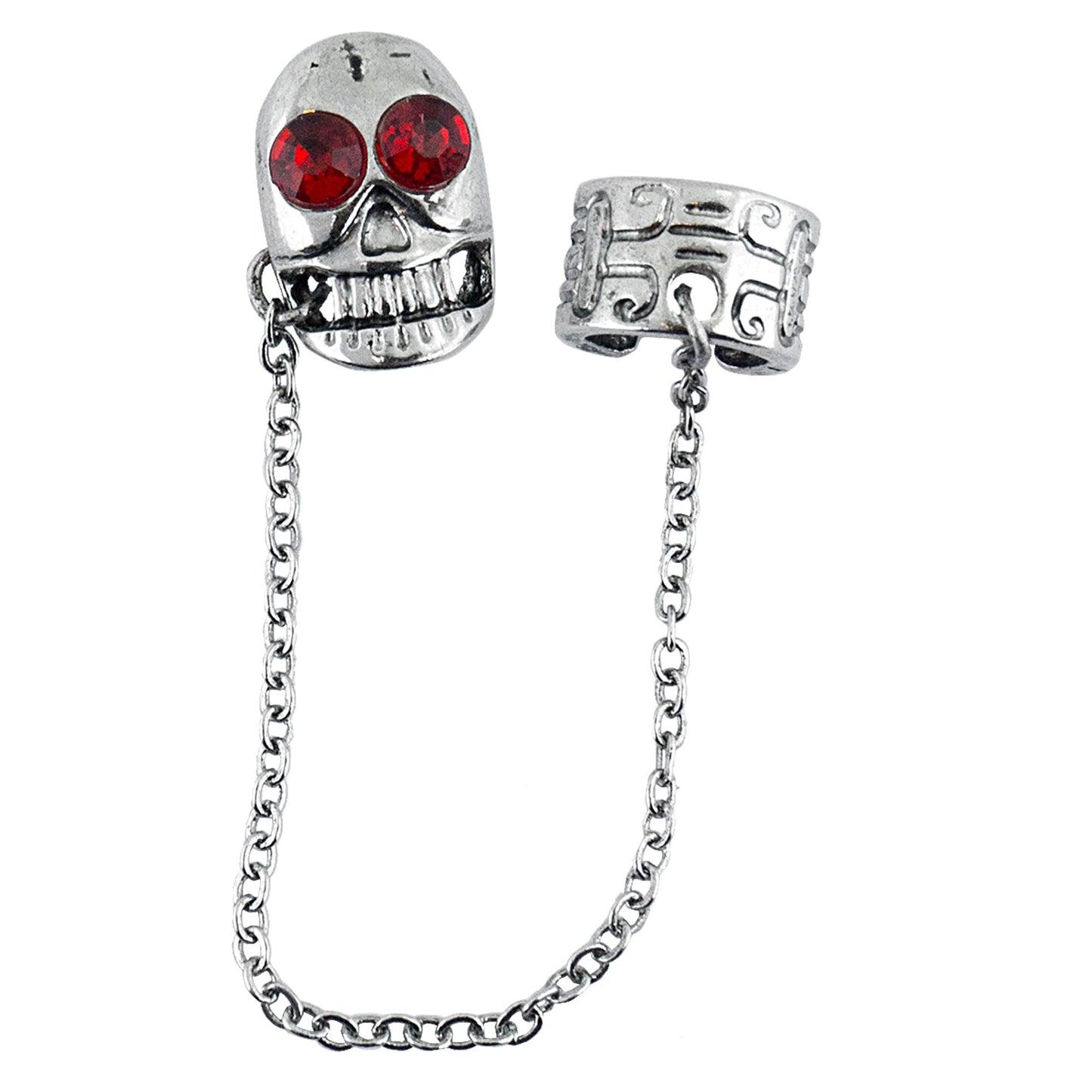 "OHRRING TOTENKOPF MIT ROTEN JUWELENAUGEN" – Vorderansicht