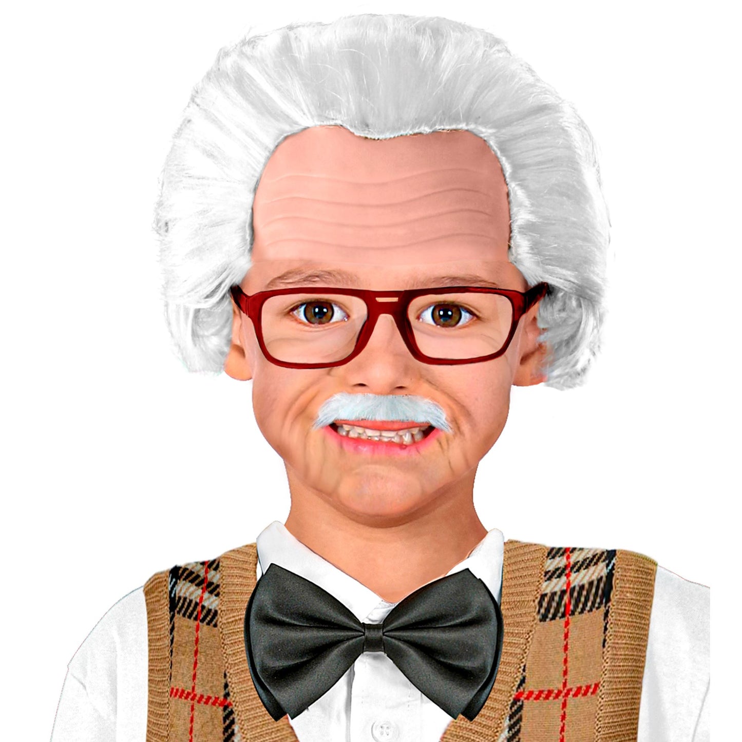 "OPA PERÜCKE MIT GLATZE, SCHNURRBART & BRILLE" in Box – Vorderansicht
