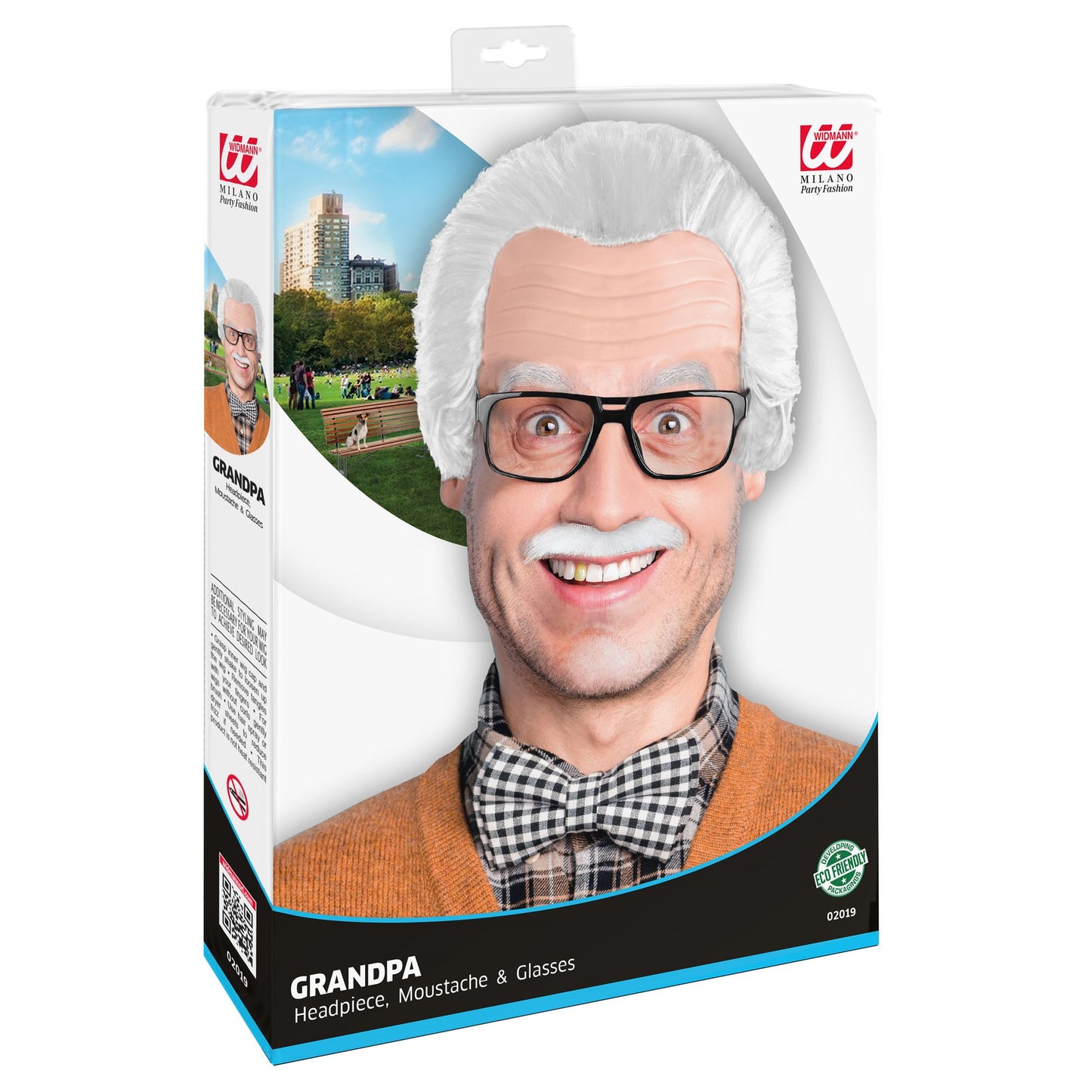 "OPA PERÜCKE MIT GLATZE, SCHNURRBART & BRILLE" in Box – Detailansicht