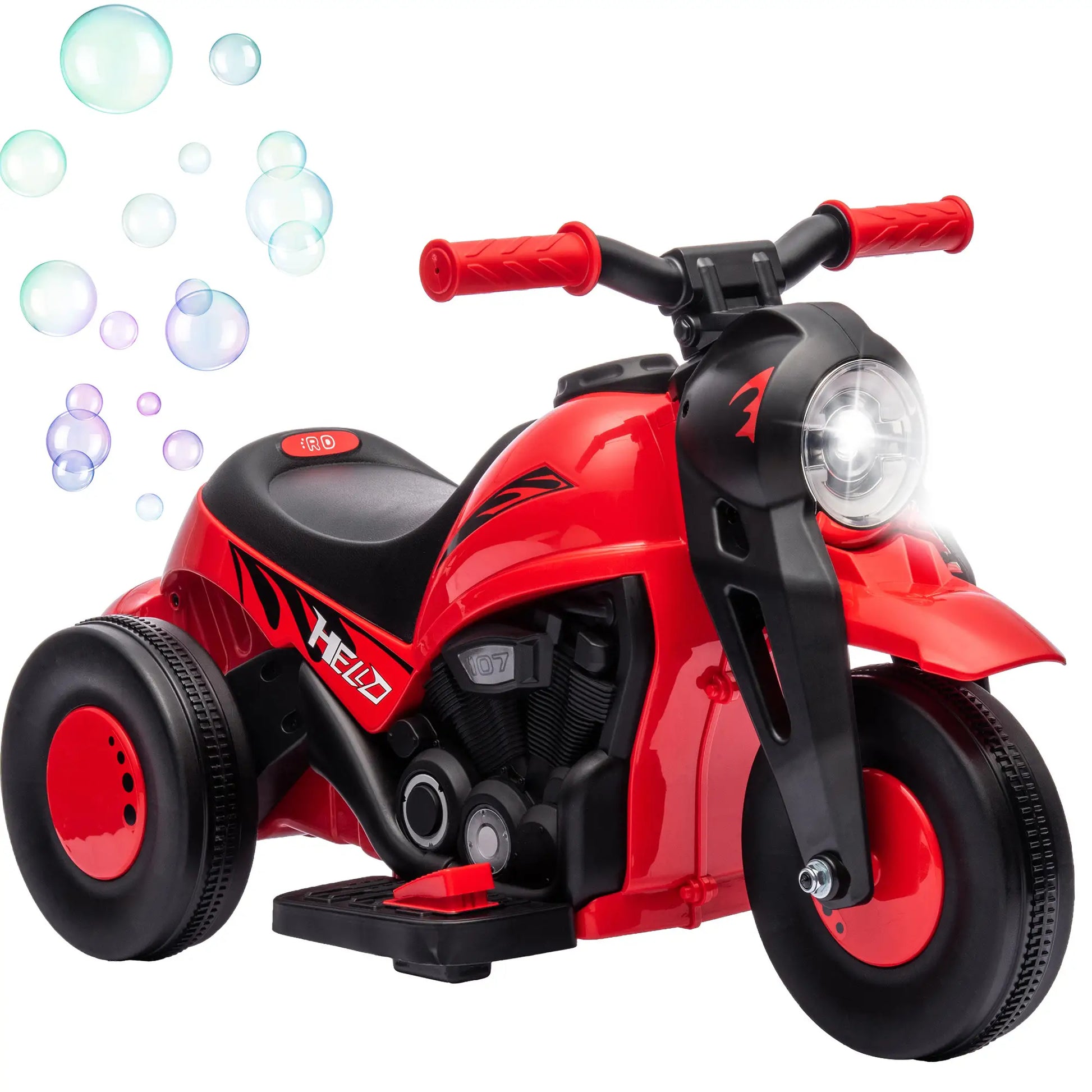 Kinder Elektro-Motorrad in Rot und Schwarz mit Musik und Seifenblasen für 2-5 Jahre.