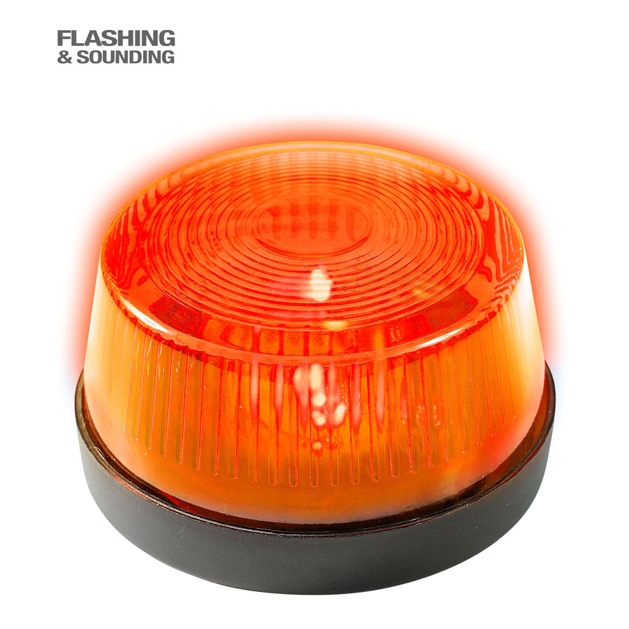 "ORANGE BLINKENDES WARNLICHT MIT SIRENE" 7x4 cm – Vorderansicht
