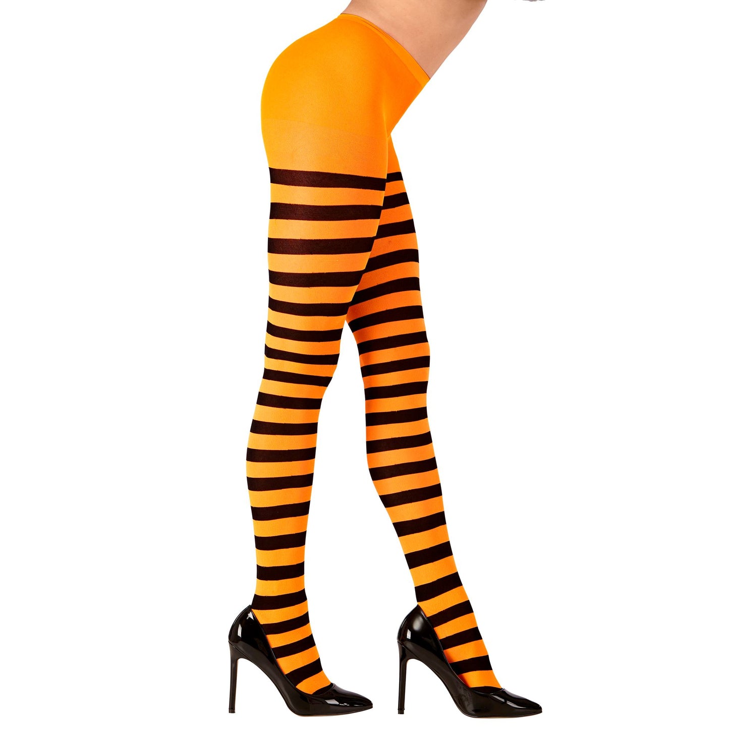 "ORANGE-SCHWARZ GESTREIFTE STRUMPFHOSE" 70 DEN – Ansicht 3