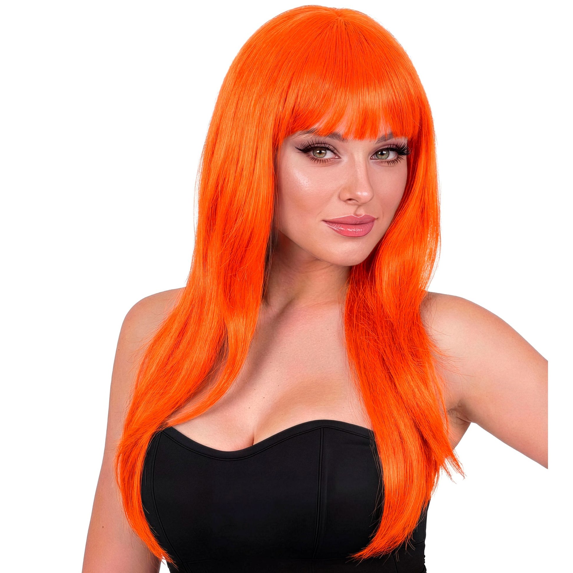 "ORANGEFARBENE VOGUE PERÜCKE" in Polybag – Vorderansicht