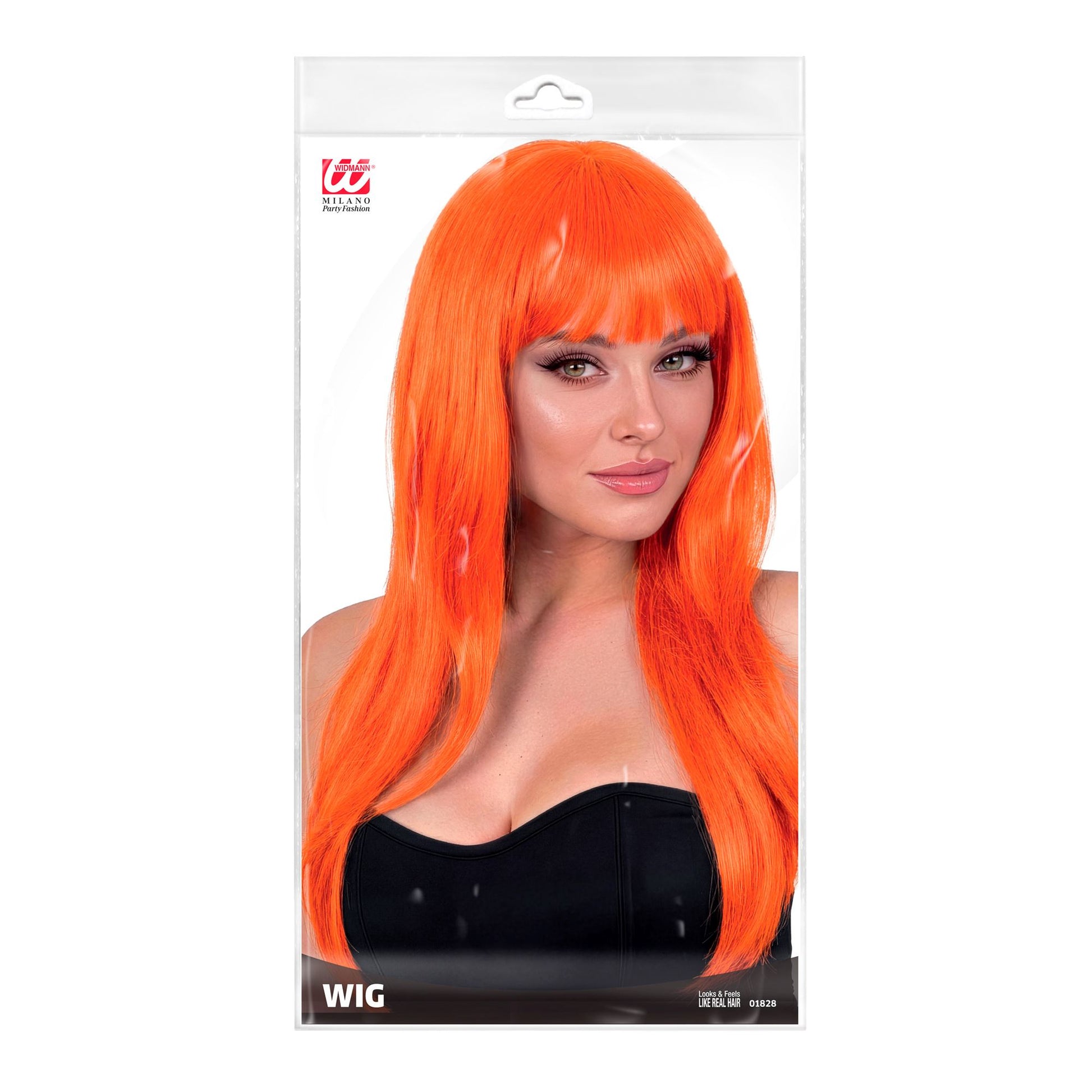 "ORANGEFARBENE VOGUE PERÜCKE" in Polybag – Detailansicht