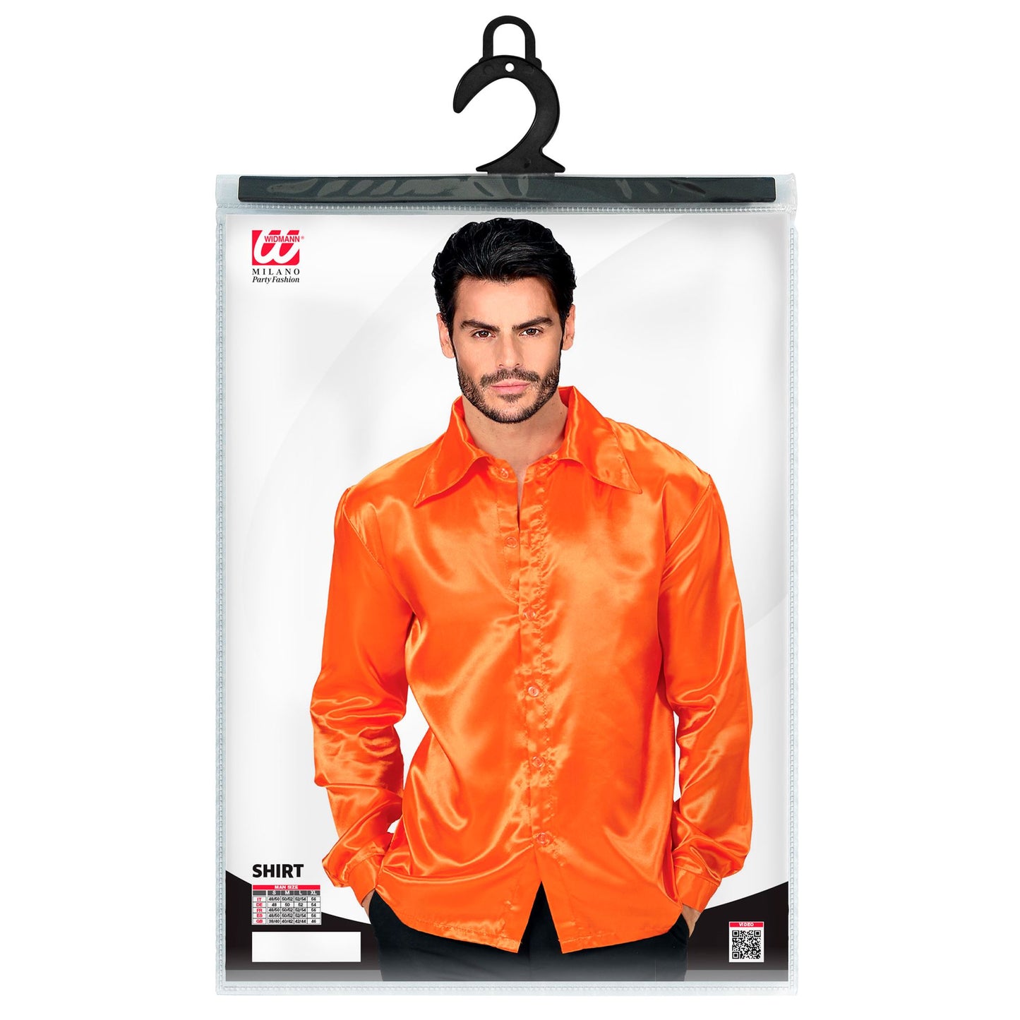 "ORANGEFARBENES 70ER JAHRE DISCOHEMD" aus Satin – Ansicht 3