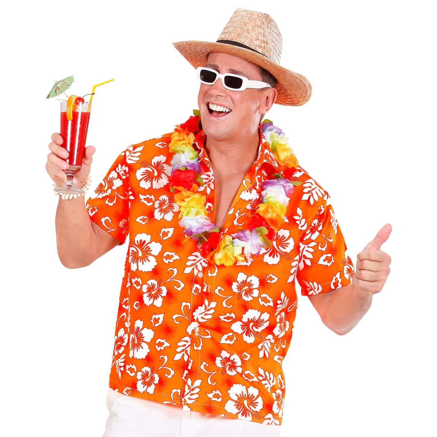 "ORANGEFARBENES HAWAIIHEMD" – Detailansicht