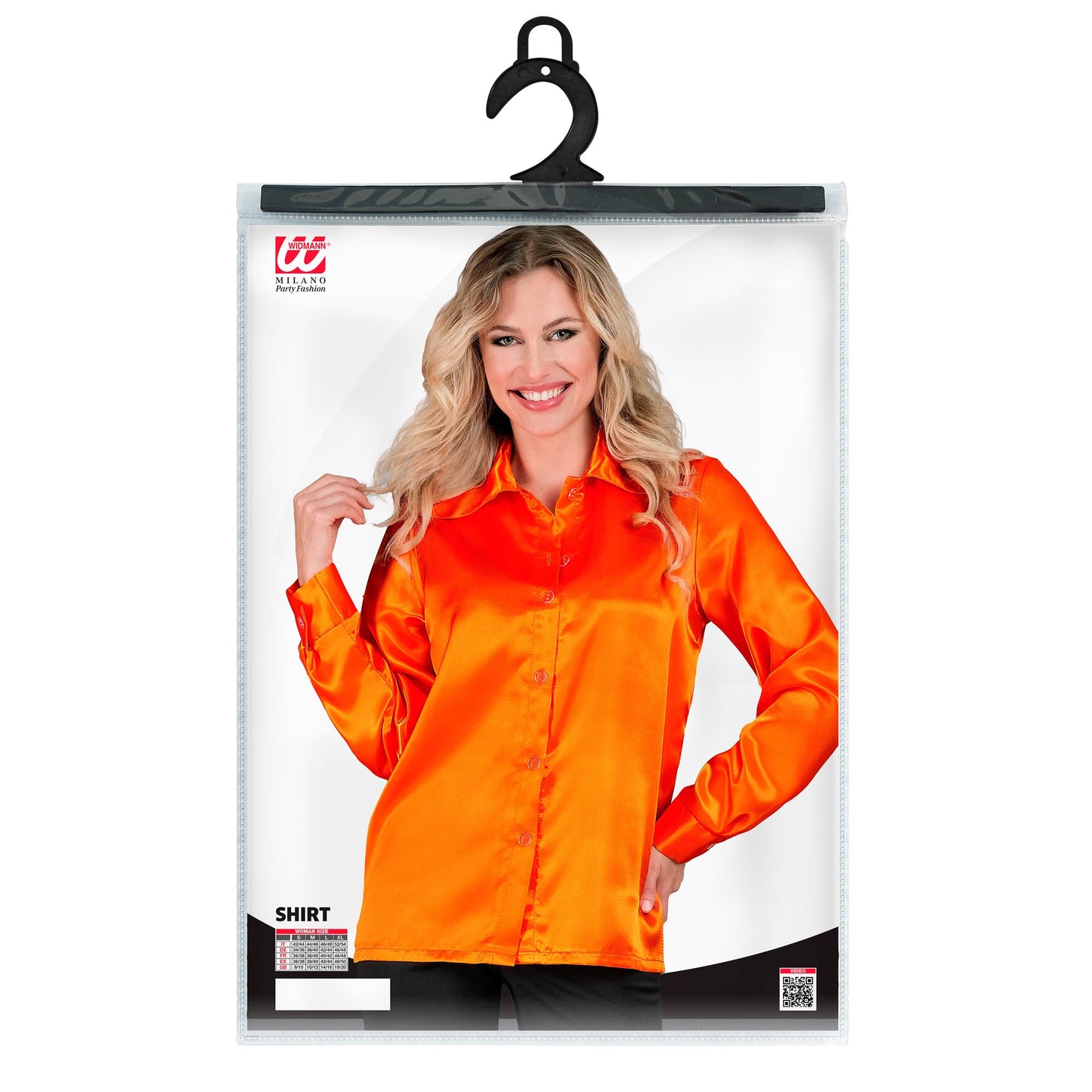 "ORANGENE 70s DISCO BLUSE" aus Satin – Ansicht 3