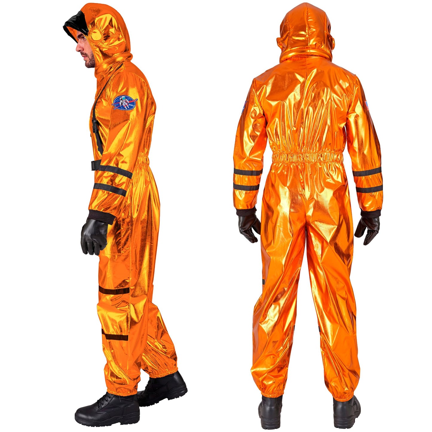 Widmann oranger Astronaut Commander Overall mit Helm – Seitenansicht